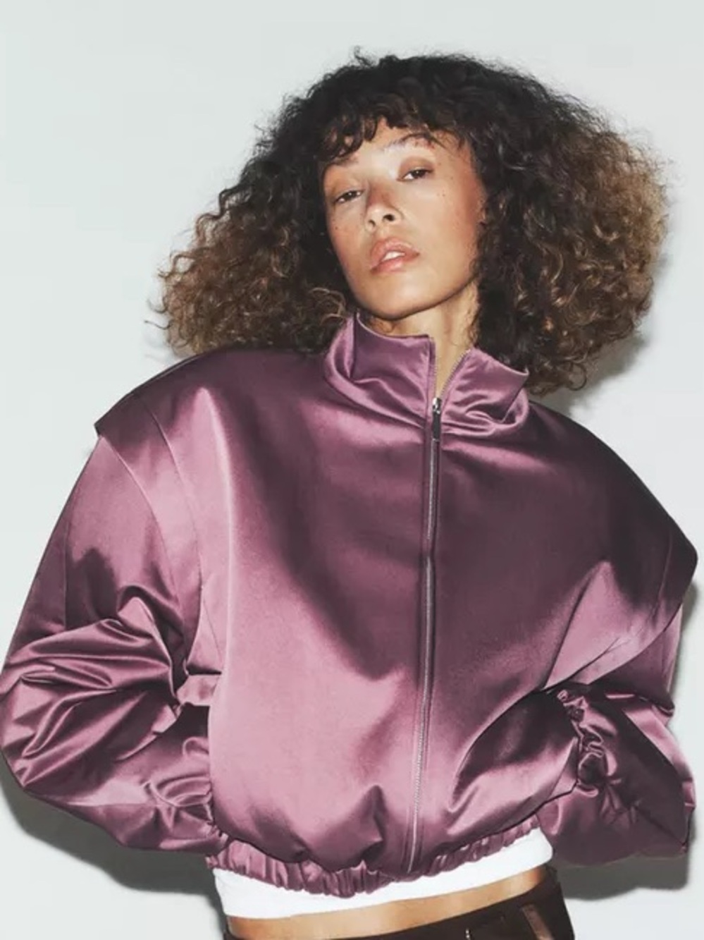 ZARA PUFFER JACKET WITH MARKED SHOULDERS